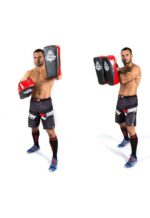 Thai mitts TPAO – muay thai kickboxing Bushido 42cm rød red