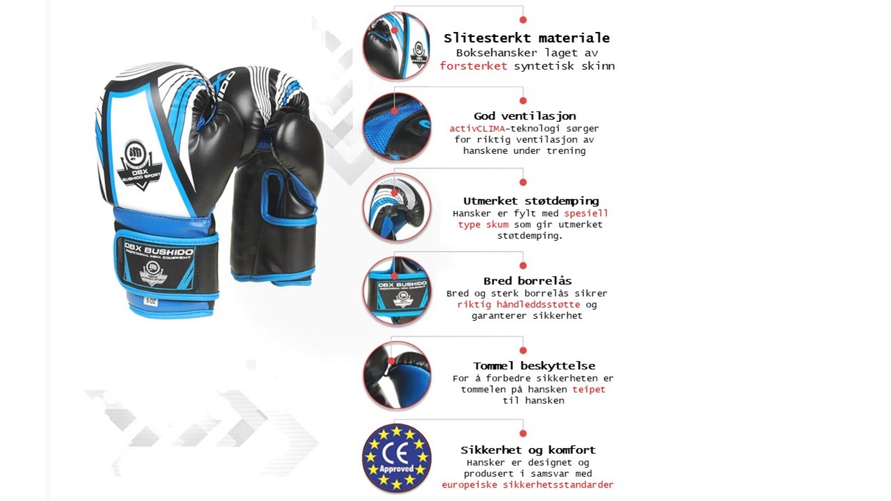 Bushido for barn boksehansker Activ-CLIMA blå 6 oz