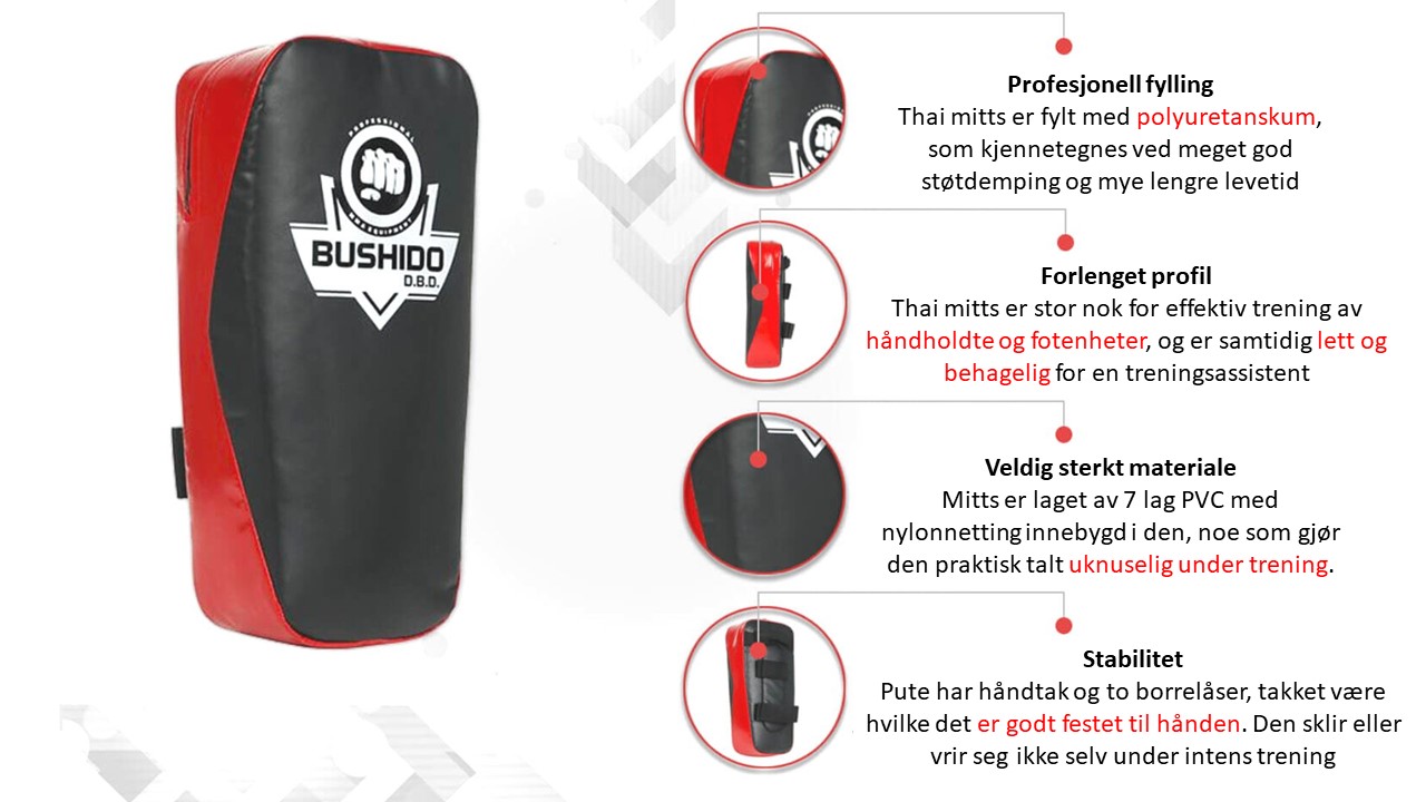 Thai mitts TPAO - muay thai kickboxing Bushido bokseputer Thai mitts TPAO - muay thai kickboxing Bushido bokseputer