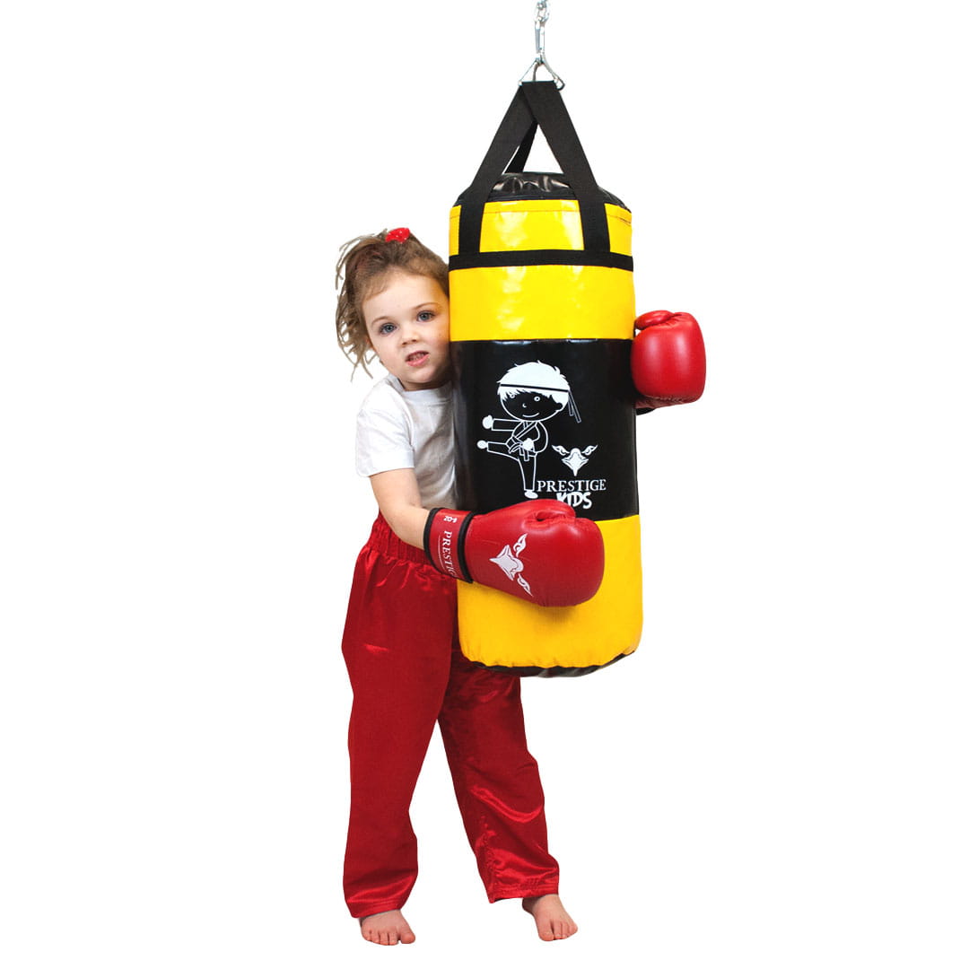 Boksesekk for barn 60x25cm - 11kg gul Prestige kjempegøy