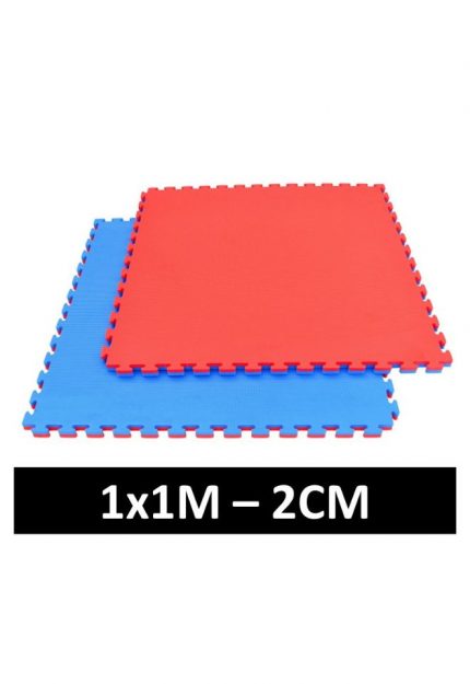 Treningsmatte rød-blå - 1x1m Puzzle - Tatami 2cm