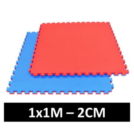 Treningsmatte rød-blå - 1x1m Puzzle - Tatami 2cm