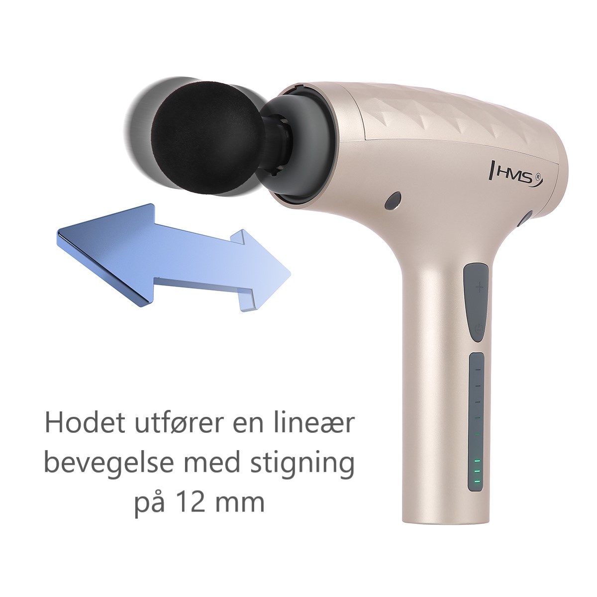 Massasjepistol med 4 utskiftbare spisser - gull