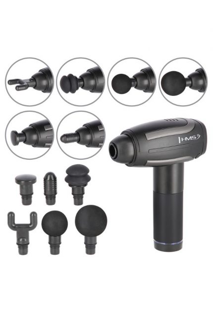 Massage gun with 6 replaceable tips - black