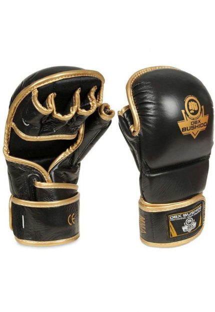 Sparring hansker for MMA, Krav Maga svart gull - skinn produktbilde
