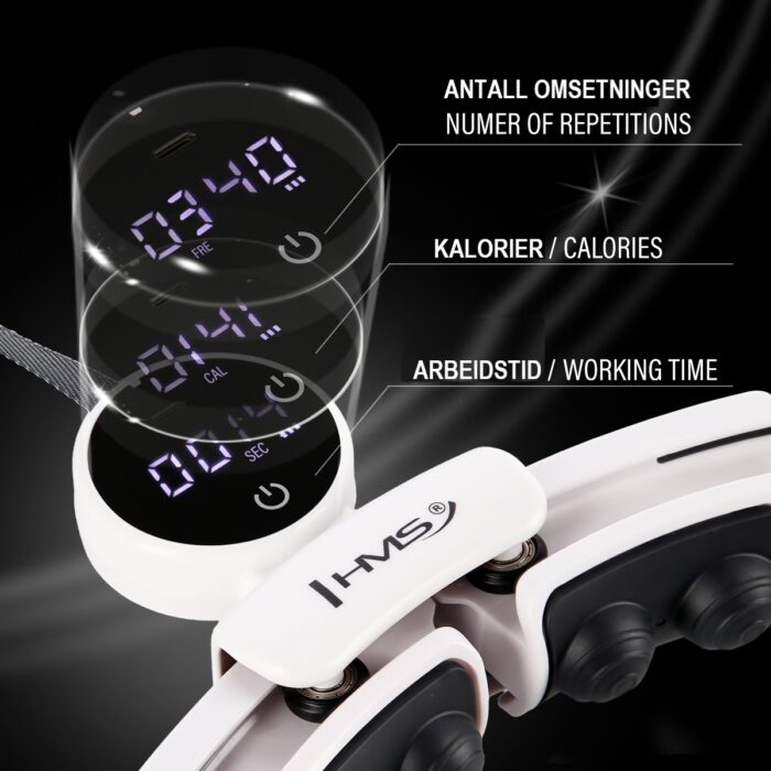 HHM16 Hula hoop hvit med magneter og vekt + teller HMS