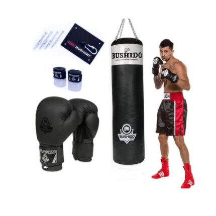 Boksesett 160 cm 50 kg + boksehansker + oppheng + bandasjer produktbilde