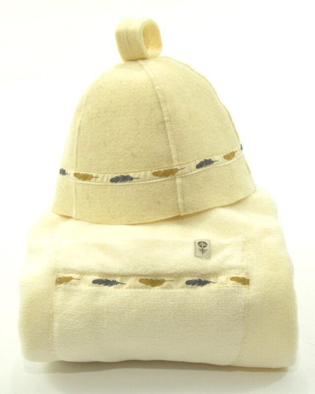 Badstue lue - badstue sett for menn 2 deler - ull og bomull