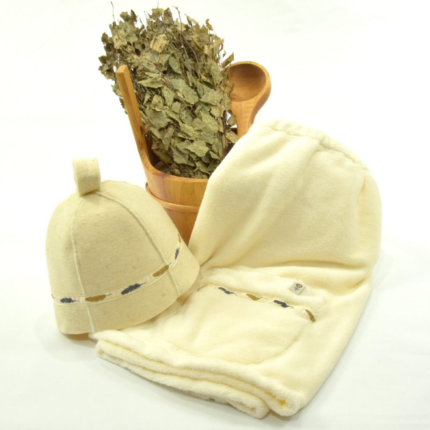 Badstue lue - badstue sett for menn 2 deler - ull og bomull produktbilde