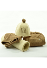 Badstue sett - 4-delt for menn - ull og bomull lys brun produktbilde