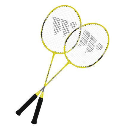 bilde 2 - ALUMTEC 4466 BADMONTON RAKETS SET YELLOW 2 PCS + 3 PCS SHUTTLECCKS + NET + LINES VISKE