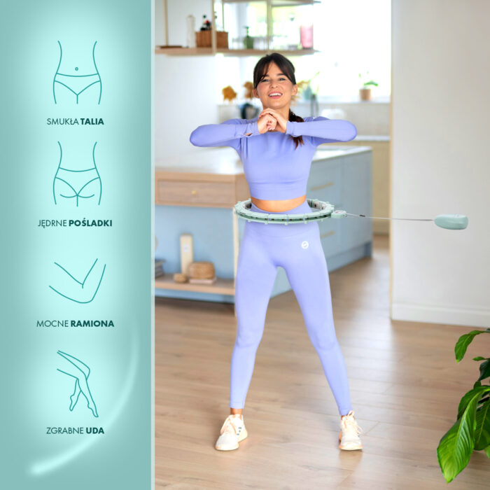 bilde 7 - SET HULA HOOP MAGNETIC GREEN HHM14 med VEKT + COUNTER HMS + WAIST SUPPORT BR163 BLACK