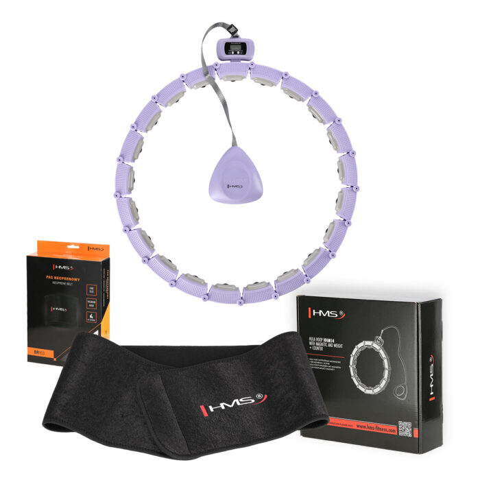 bilde 1 - SET HULA HOOP MAGNETIC VIOLET HHM14 med VEKT + COUNTER HMS + WAIST SUPPORT BR163 BLACK