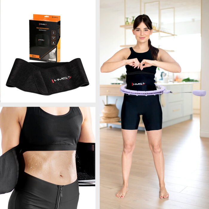 bilde 2 - SET HULA HOOP MAGNETIC VIOLET HHM14 med VEKT + COUNTER HMS + WAIST SUPPORT BR163 BLACK