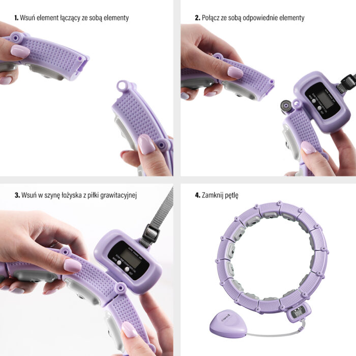 bilde 9 - SET HULA HOOP MAGNETIC VIOLET HHM14 med VEKT + COUNTER HMS + WAIST SUPPORT BR163 BLACK