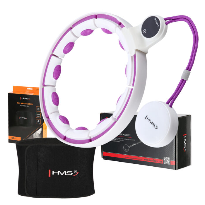 bilde 1 - SET HULA HOOP MAGNETIC WHITE/VIOLET HHM17 med VEKT + COUNTER HMS + WAIST SUPPORT BR163 RED