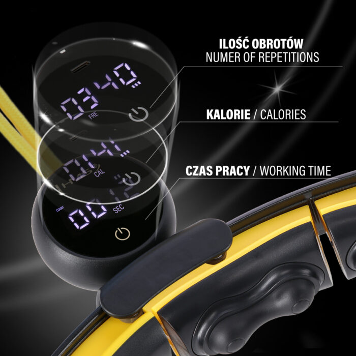 bilde 9 - SET HULA HOOP MAGNETIC BLACK/YELOW HHM21 med VEKT + COUNTER HMS + Slimring BALT BR1313