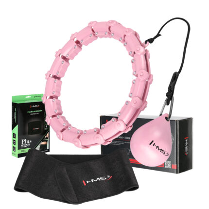 bilde 1 - SET HULA HOP HHW11 LIGHT PINK med Vekt HMS + WAIST SUPPORT BR163 BLACK PLUS STORLEK