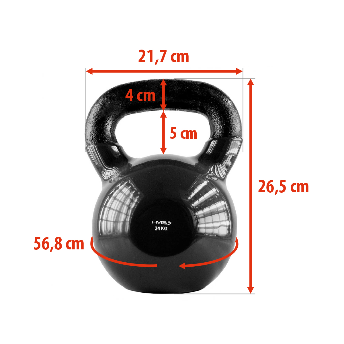 bilde 5 - KNV 24 KG CAST IRON KETTLEBELL HMS (svart)