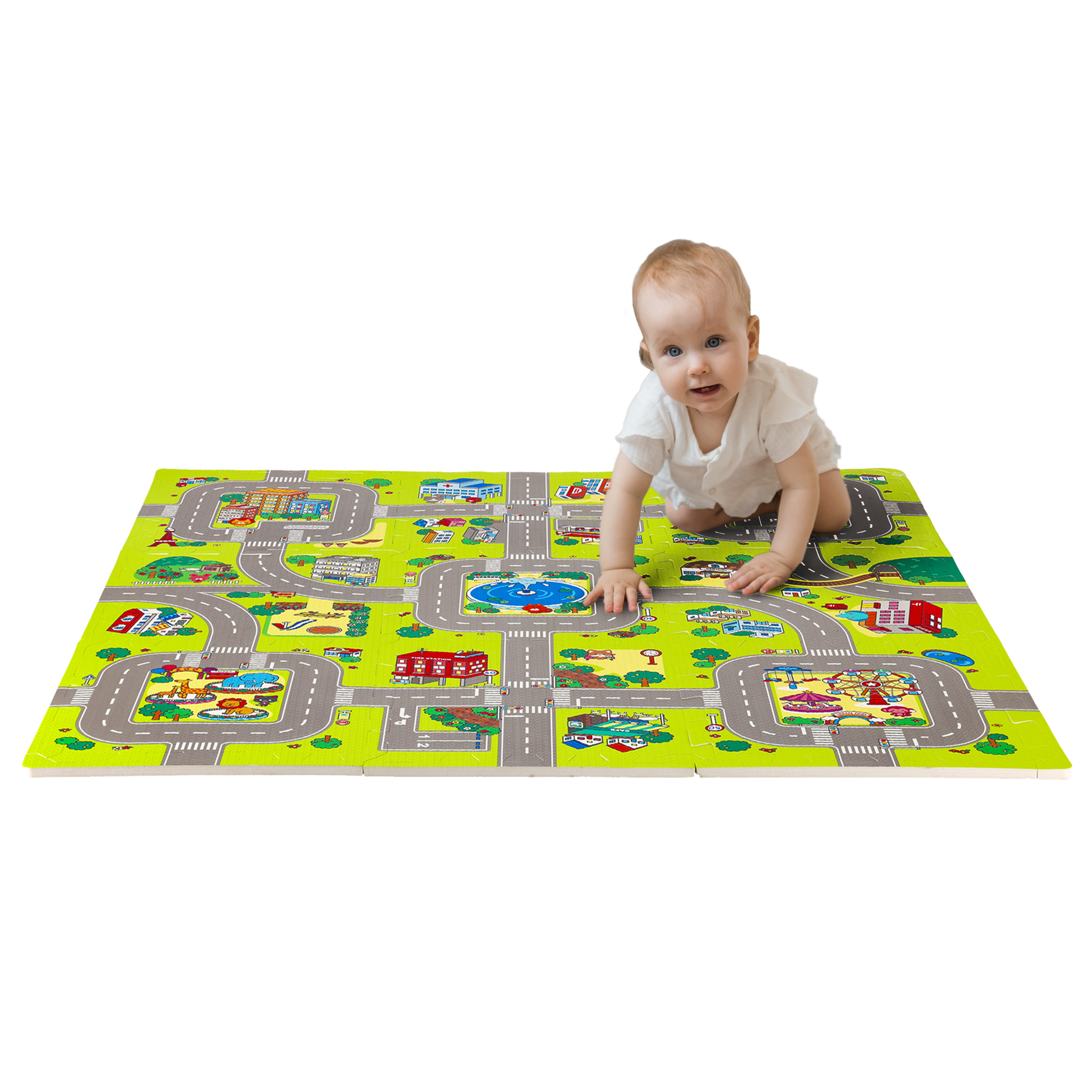 bilde 4 - MD02 KIDs MAT PUZZLE CARS 9 ELEMENTS 90x90CM NILS FUN