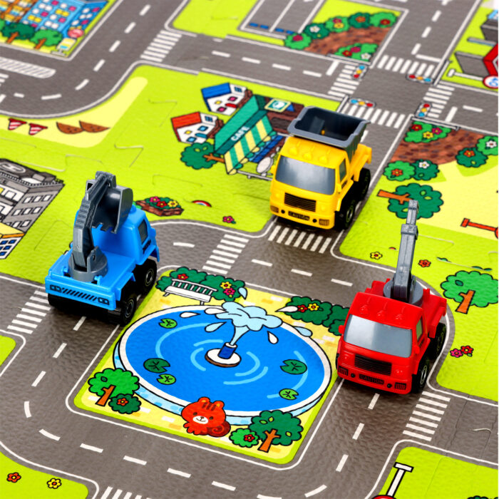bilde 5 - MD02 KIDs MAT PUZZLE CARS 9 ELEMENTS 90x90CM NILS FUN