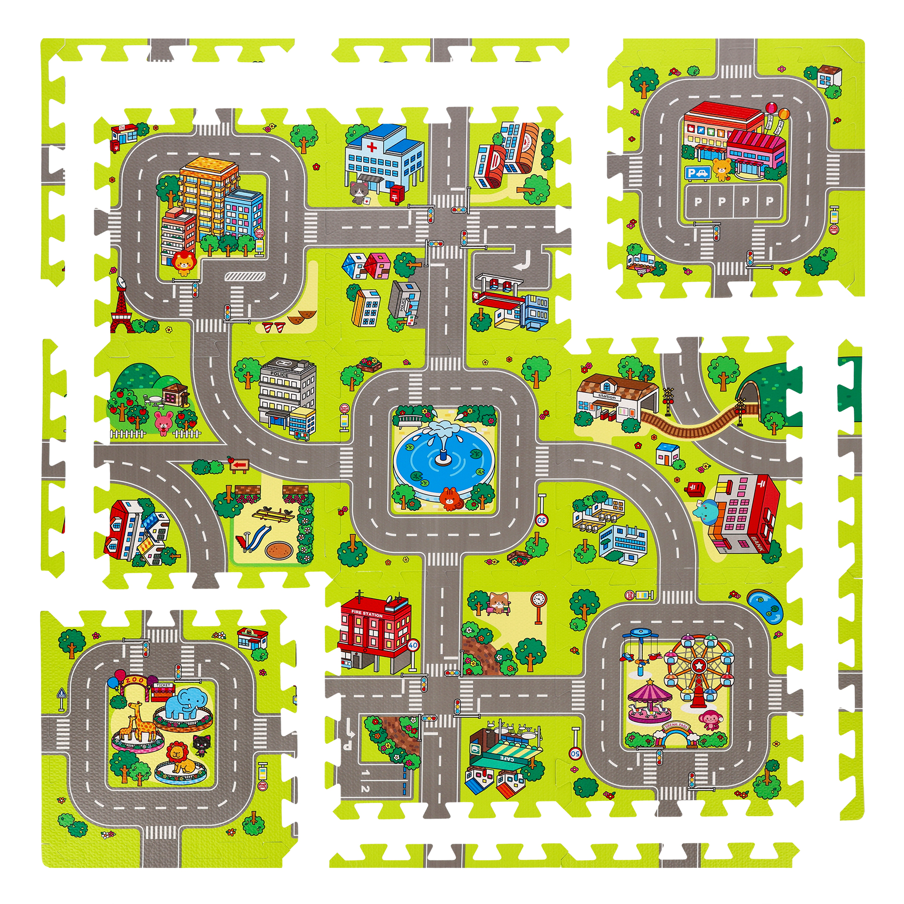 bilde 8 - MD02 KIDs MAT PUZZLE CARS 9 ELEMENTS 90x90CM NILS FUN