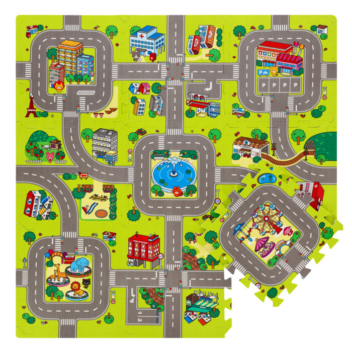 bilde 9 - MD02 KIDs MAT PUZZLE CARS 9 ELEMENTS 90x90CM NILS FUN