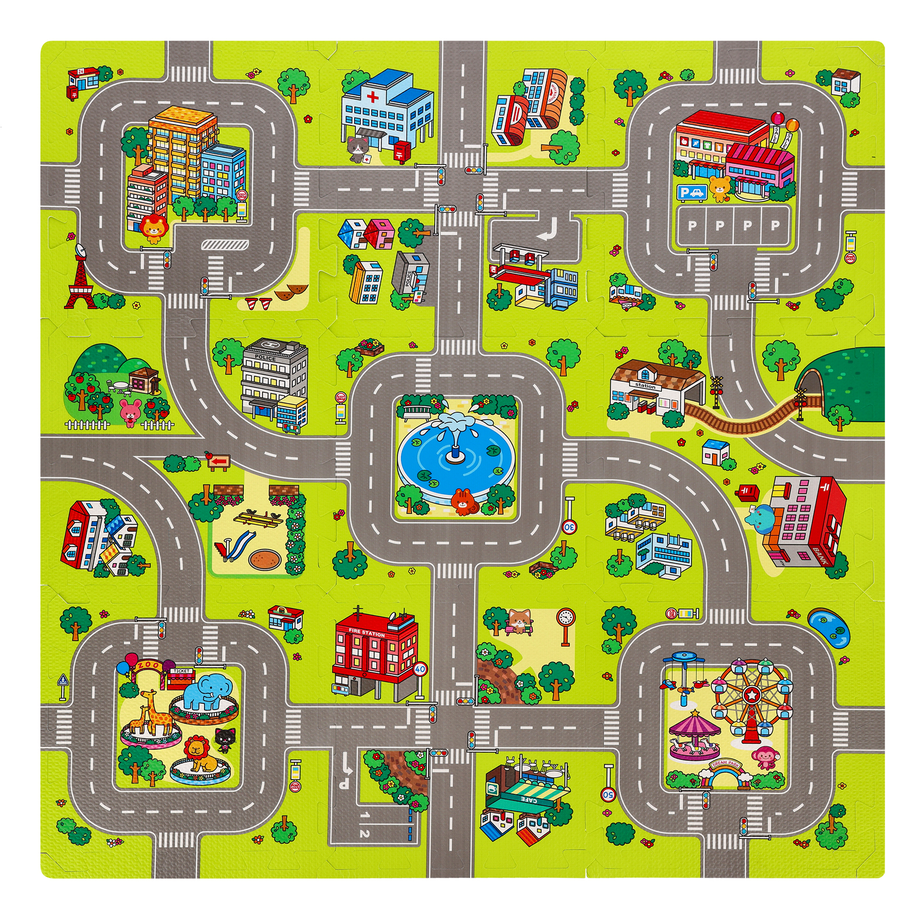 bilde 10 - MD02 KIDs MAT PUZZLE CARS 9 ELEMENTS 90x90CM NILS FUN