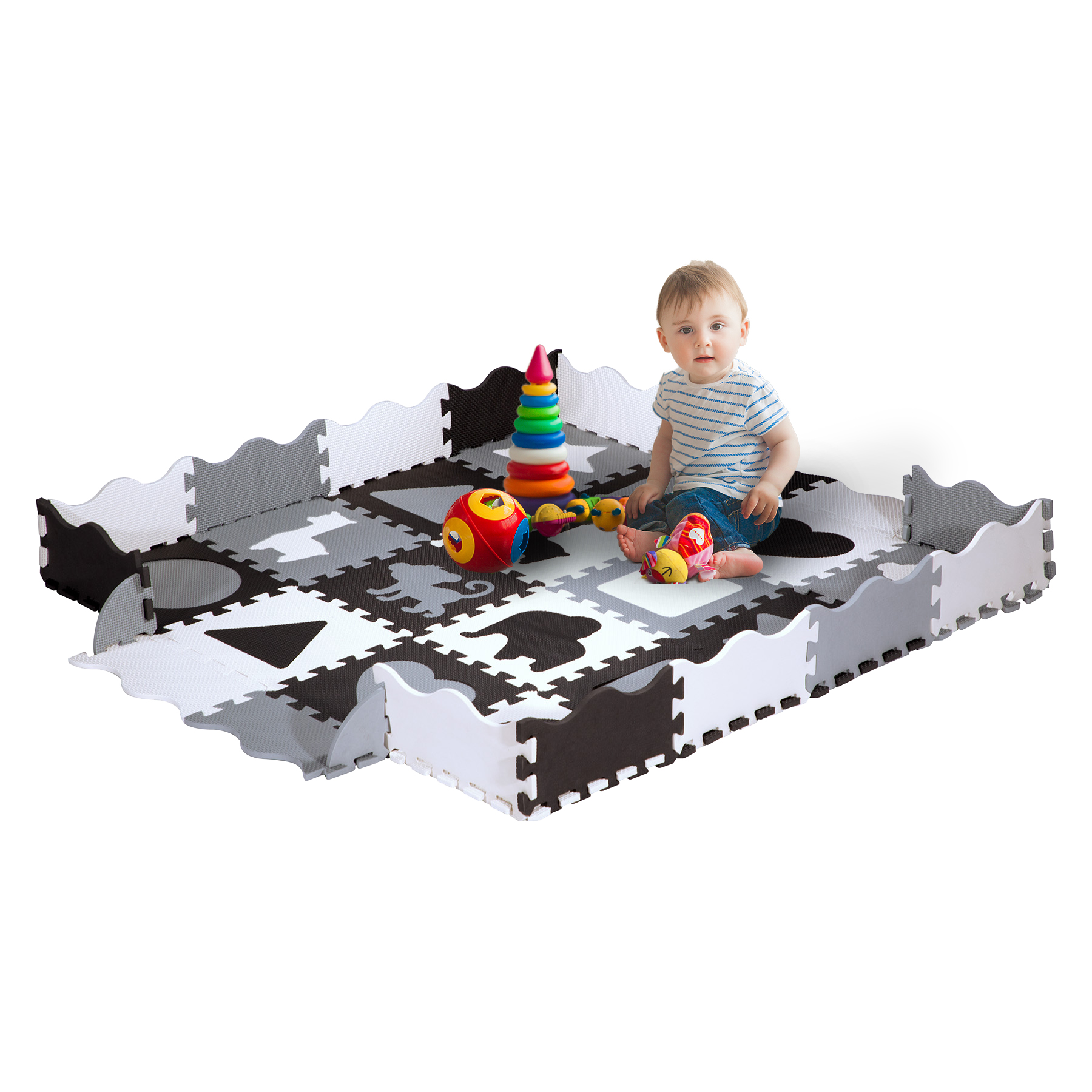 bilde 3 - MD03 KID'S PLAYPEN PUZZLE MAT GRAY 36 ELEMENTS 140x140CM NILS FUN