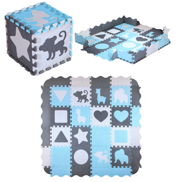 bilde 2 - MD03 KID'S PLAYPEN PUZZLE MAT MINT 36 ELEMENTS 140x140CM NILS FUN