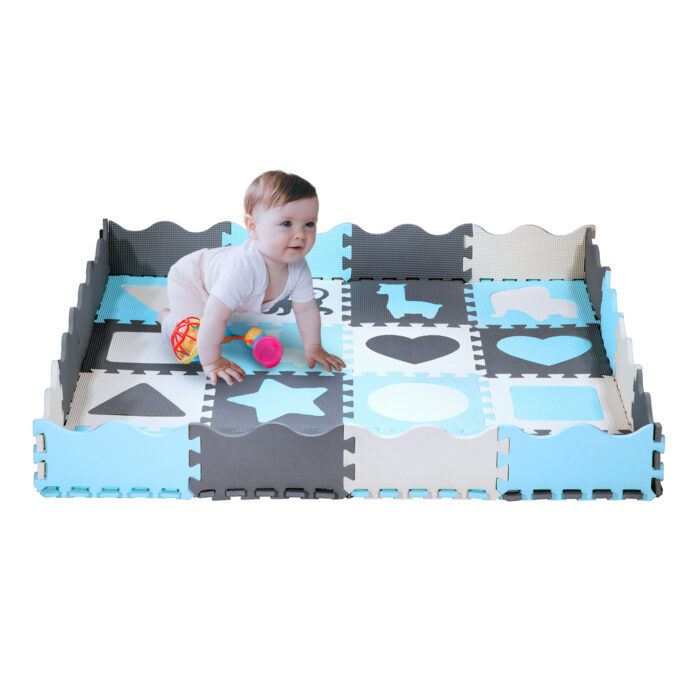 bilde 3 - MD03 KID'S PLAYPEN PUZZLE MAT MINT 36 ELEMENTS 140x140CM NILS FUN