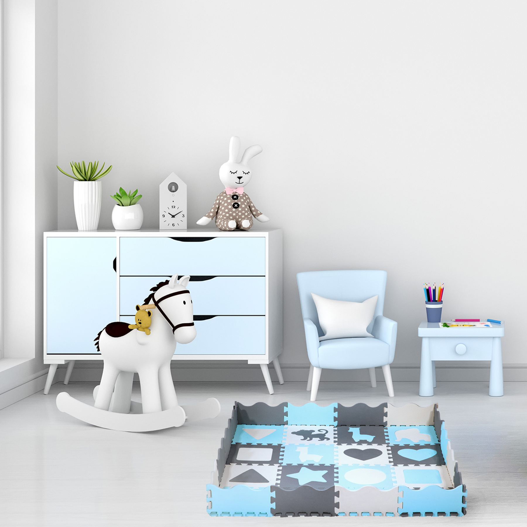 bilde 4 - MD03 KID'S PLAYPEN PUZZLE MAT MINT 36 ELEMENTS 140x140CM NILS FUN