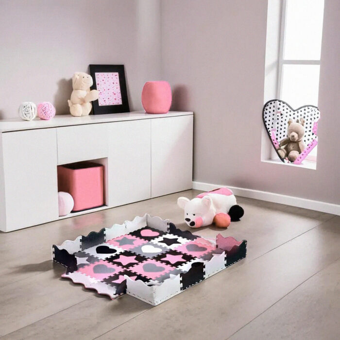bilde 4 - MD03 KID'S PLAYPEN PUZZLE MAT PINK HEARTS 36 ELEMENTS 140x140CM NILS FUN