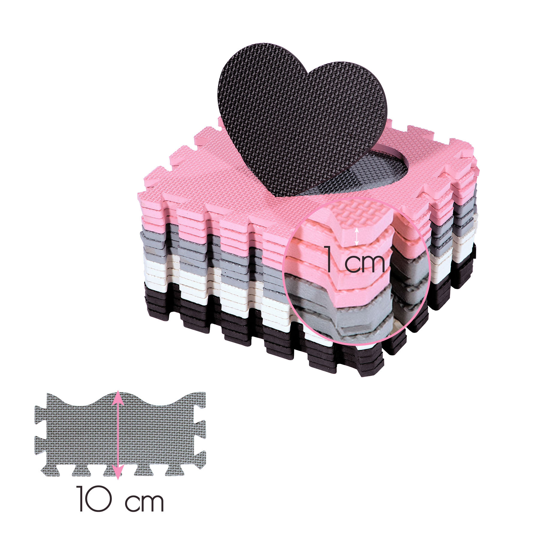 bilde 6 - MD03 KID'S PLAYPEN PUZZLE MAT PINK HEARTS 36 ELEMENTS 140x140CM NILS FUN