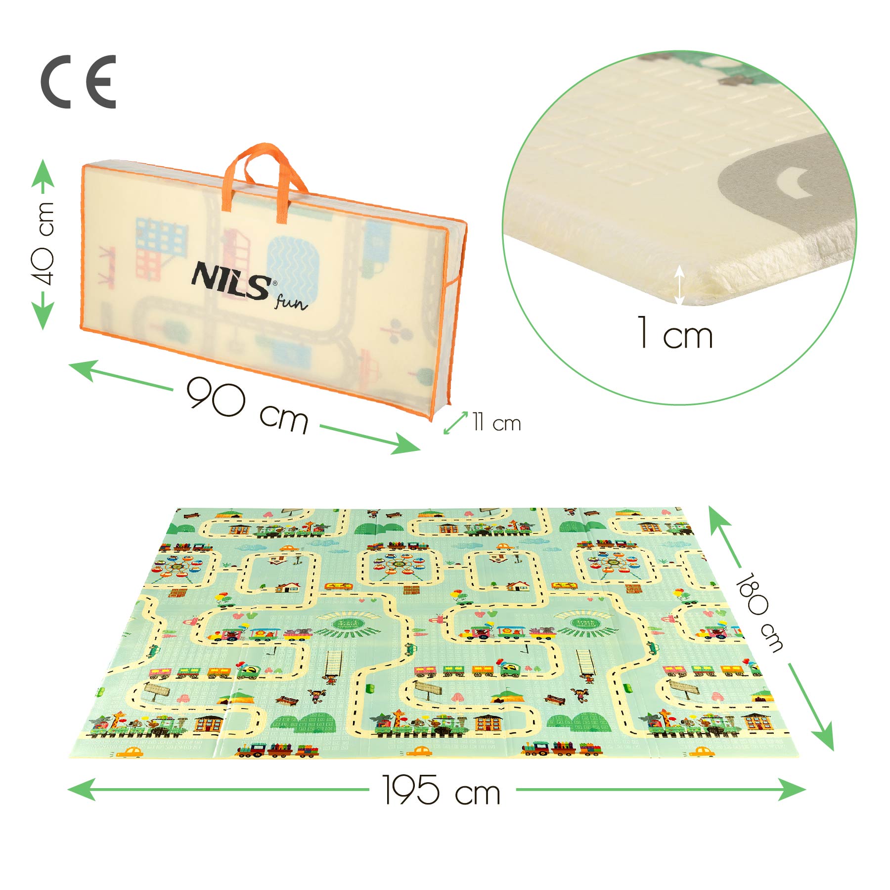 bilde 6 - MD04 KIDS FOLDING MAT CITY 195x180CM NILS FUN