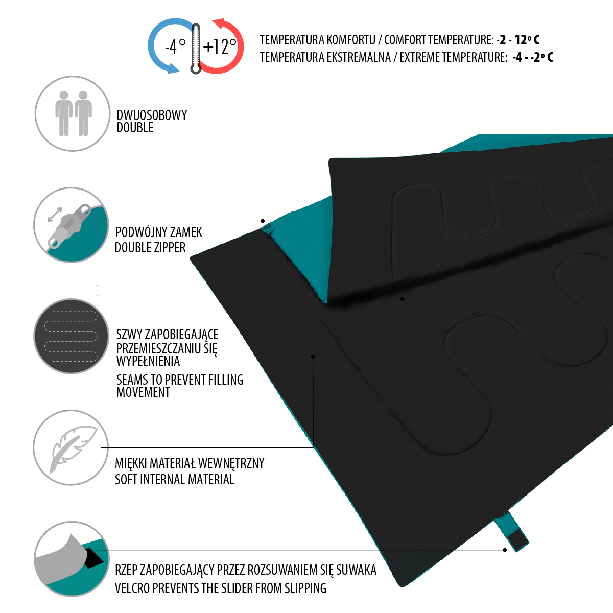 bilde 3 - NC2001 BLUE DUBLE SLEEPING BAG NILS CAMP