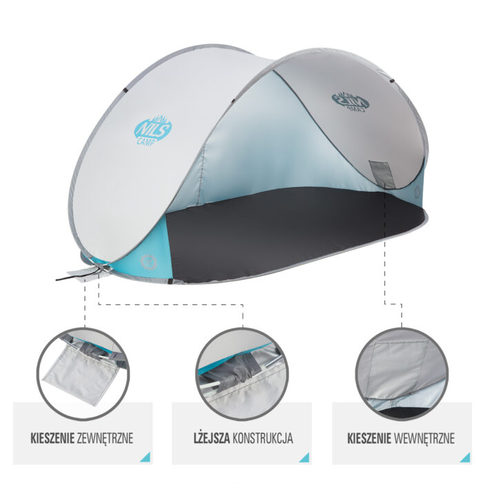 bilde 2 - NC3174 LIGHT GREY Pop UP BEACH TENT NILS CAMP