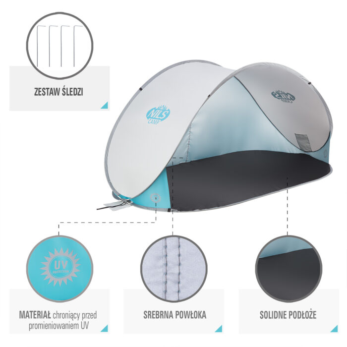 bilde 4 - NC3174 LIGHT GREY Pop UP BEACH TENT NILS CAMP