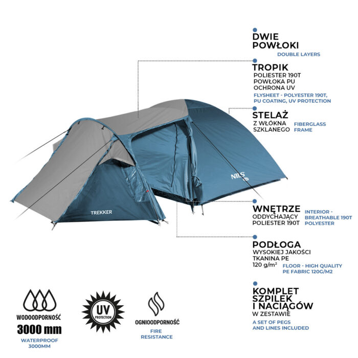 bilde 7 - NC6012 Blå-GRAY CAMPING TENT TREKKER NILS CAMP