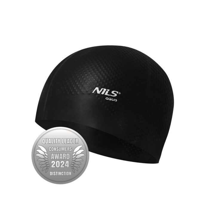 bilde 4 - NQC SOLID COLOR BLACK SILICONE SIMMING CAP DOTS NILS AQUA