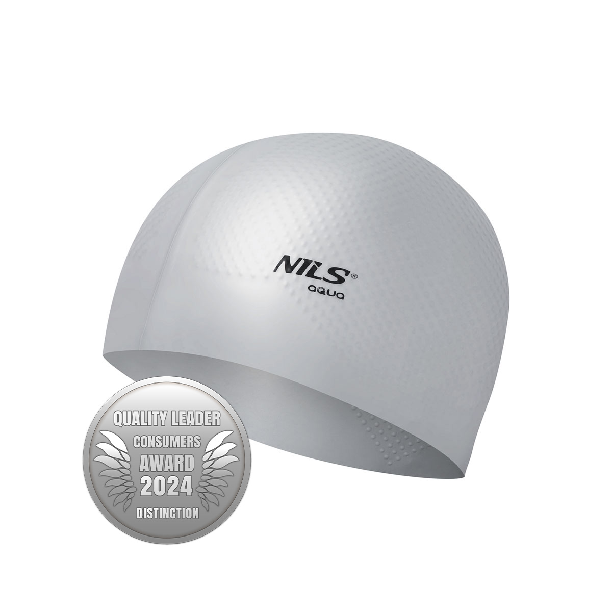 bilde 4 - NQC SOLID COLOR GRAY SILICONE SIMMING CAP DOTS NILS AQUA