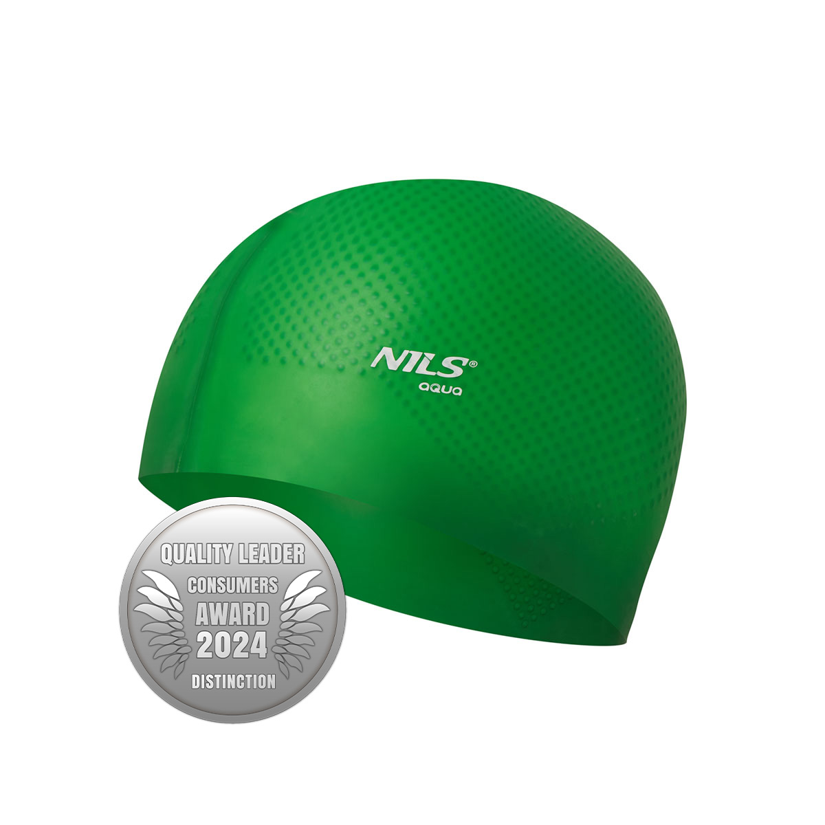 bilde 4 - NQC SOLID COLOR GREEN SILICONE SIMMING CAP DOTS NILS AQUA