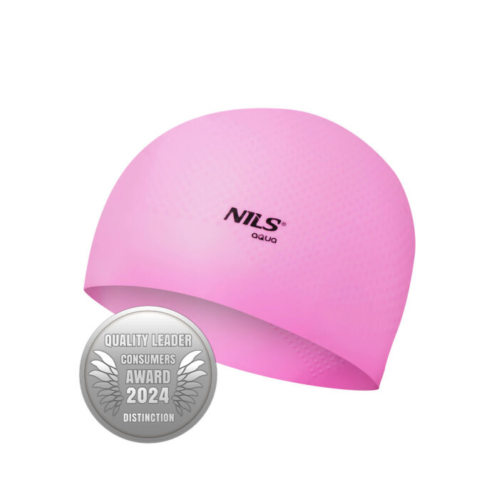 bilde 4 - NQC SOLID COLOR PINK SILICONE SIMMING CAP DOTS NILS AQUA