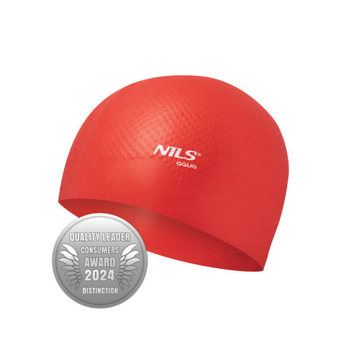 bilde 7 - NQC SOLID COLOR RED Silikone SIMMING CAP DOTS NILS AQUA