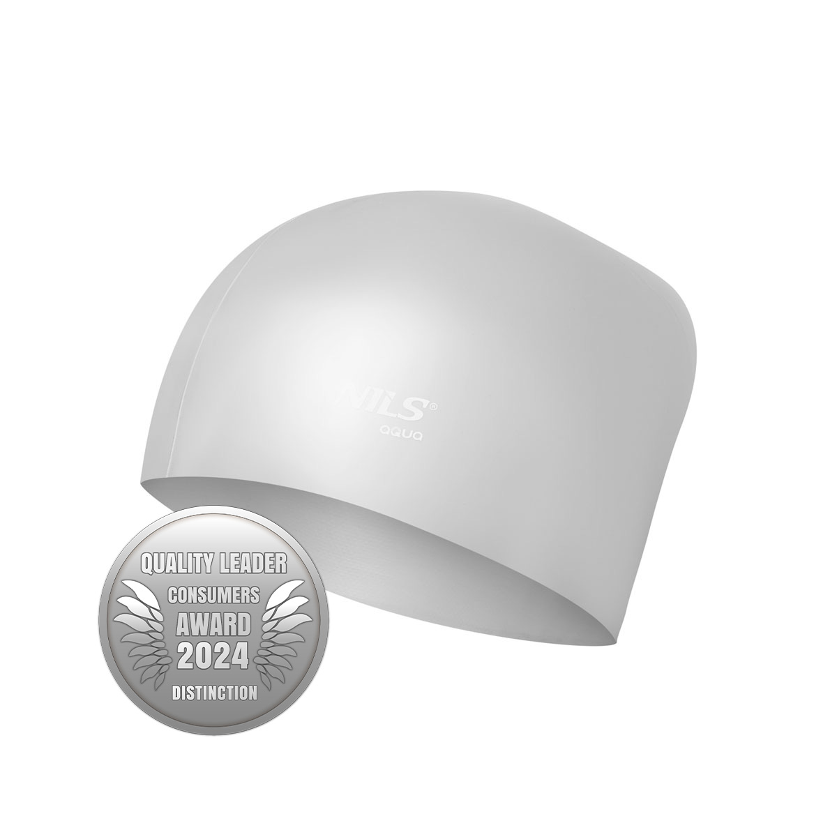 bilde 4 - NQC SOLID COLOR GRAY SILICONE SIMMING CAP For Long HAIR NILS AQUA