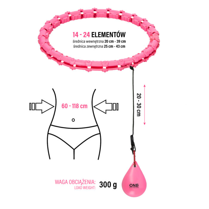 bilde 6 - SET HULA HOOP OHA02 PINK MED VEKT EN FASSER + VAIST SUPPORT BR160