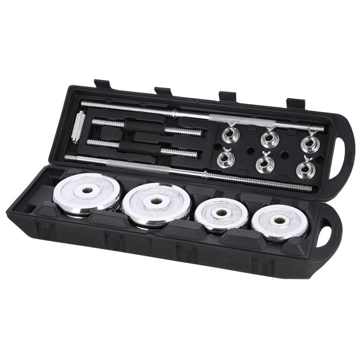 bilde 4 - STC50 CHROME Dumbell SET-BARBELL I SUITCASE 2x25KG HMS