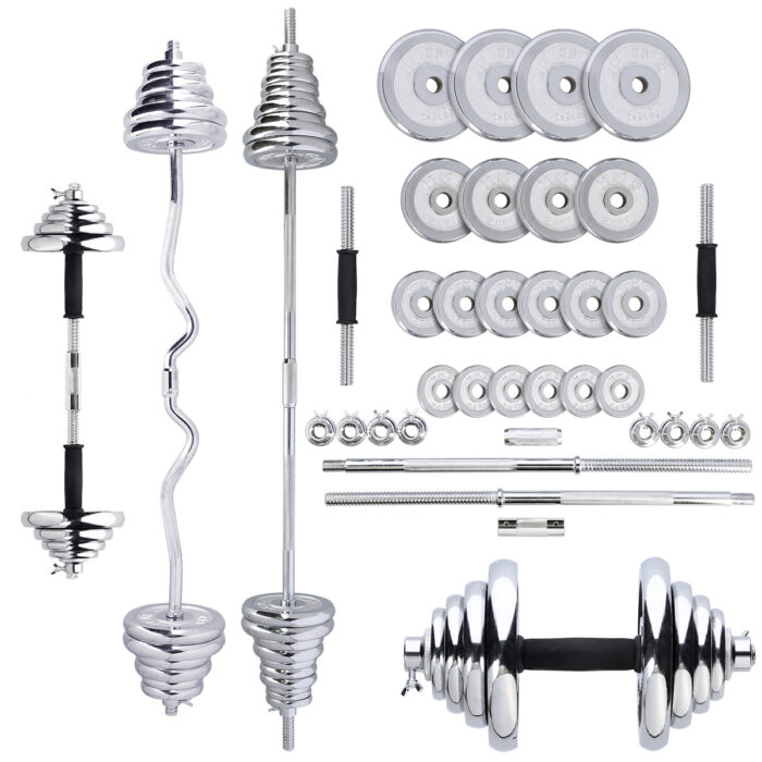 bilde 1 - STC55 CHROME Dumbell SET-BARBELL I SUITCASE 55KG HMS