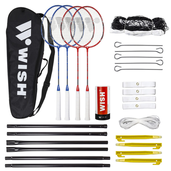 bilde 1 - ALUMTEC 5566 BADMONTON ROCKERS SET 4 PCS + 3 PCS SHUTTLECOCKS + NET+LINES VISH