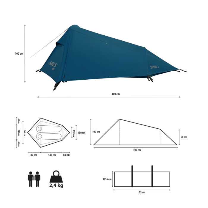 bilde 2 - NC2502 TENT ULTRA LIGHT SKYAIR 2 BLUE NILS CAMP